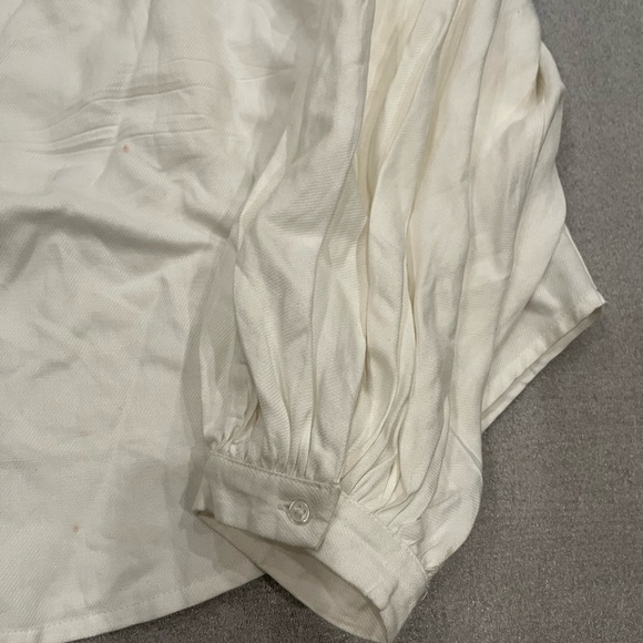 [US12]Floreat Anthropologie Linen Blend White Off-Shoulder WMN Poppy Bell Blouse - Picture 5 of 8
